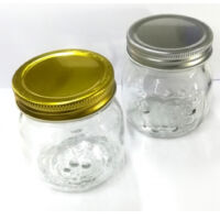4 Vasetti Barattoli In Vetro Lavorato 250 Ml Per Marmellate Conserve Coperchio