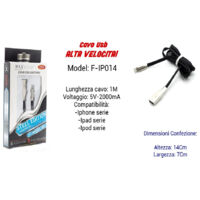 Usb Cable Ricarica Veloce X Iphone Ipad Ipod 5volt - 2000ma 1mt Maxtech F-ip014