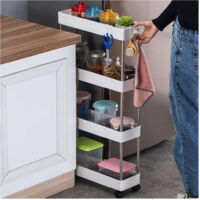 Carrello Salvaspazio Carrellino Slim Cucina Bagno Ripostiglio 3 Ripiani 4 Ruote