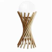 Lampada Da Tavolo Tubolare Minimalista In Metallo Bronzo Con Sfera Vetro G9 D32