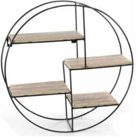 Mensola Parete Rotonda 4 Mensole Ripiani Design Modern Scaffale Legno Metallo