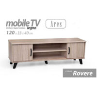Mobile Porta Tv Ares Legno Rovere Moderne 120x33x40cm Avec 2 Ripiani Ante 796500