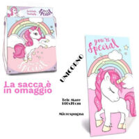 Telo Sea In Cotone Unicorni + Sacca In Omaggio Asciugamano Mare Piscina Bambine