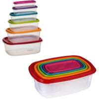 Set 6 Pz Contenitori Ermetici Con Coperchio Per Conservare Alimenti Rettangolari