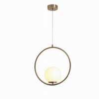 Lampadario A Sospensione Minimalista Lampada Metallo Bronzo Con Sfera Vetro G9 A97