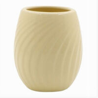 Bicchiere Portaspazzolini In Ceramica Rigata Gialla Accessori Arredo Bagno 79961