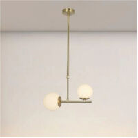 Copy Of Lampadario A Sospensione Argento Con 2 Sfere In Vetro Bianco Attacco G9 E27 33498