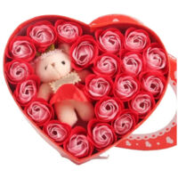 Coffret Cadeau En Forme De Cœur Avec Ours En Peluche Et Roses Pour Les Anniversaires De La Saint-valentin