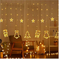 Luci Tende Led 12 Lampade Campane Alberi Natale Decorazioni A Corrente Bianco Caldo