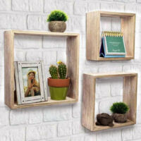 Set 3 Mensole Da Parete Moderne Design Cubo Mensola Scaffale In Legno Mdf Nature