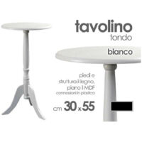 Tavolo Tavolino Tondo Bianco In Legno 30x55 Cm Salotto Giardino Arredamento Casa
