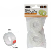 Set 2 Pezz Rotolo Nastro Adesivo Trasparente Piccolo 1,8 Cm X 30 Metri 69807