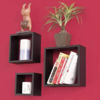 Set 3 Mensole Da Parete Moderne Design Cubo Mensola Scaffale In Legno Mdf Nero
