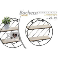 Bacheca In Rotonda Metalla Da Parete With Mensole In Legno 25 X 10 Cm Nero 832161
