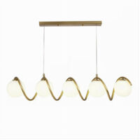 Lampadario A Sospensione Soffitto Twister Con 5 Sfere Vetro Lampada Bronzo G9 B96