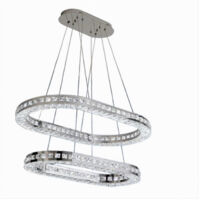 Lustre Suspension Led Moderne Lumière Froide 40w 2 Anneaux Ovales Cristaux B49