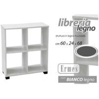 Mobile Libreria Ermes Scaffale Basso 4 Scomparates Bianco 60x24x68cm 715624