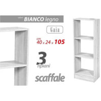 Libreria 3 Scaffale 105x40x24cm Mensole In Bianco Legno Modern 768934
