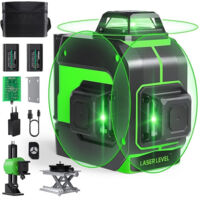 Livella Laser Autolivellante 360 ° Livella Laser Verde 2 Batteries Recarical