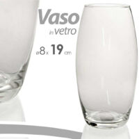 Vaso 19x8cm In Vetro Trasparente Elegante Per Fiori Piante Decorazione Arred