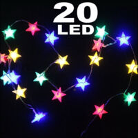 Guirlande Lumineuse 20 Led Multicolores à Piles, étoiles, Lucioles, Ampoules