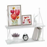 Libreria Mensole Scaffale Parete Design Modern Legno Metalla 2 Bianco Ripiani
