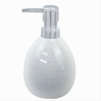 Dispenser Sapone Liquido Ceramica Striato Erogatore Silver Accessori Bagno 59869