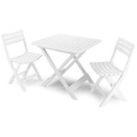 Set Salotto Con 2 Sedie Tavolo Da Giardino Pieghevole Resistente Camping Bianco 006669