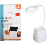 Lampada Da Tavolo Scrivania Con Portapenne 16 Led Collo Flessibile E Girevole