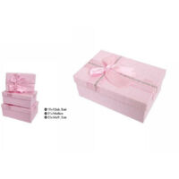 Set 3 Pcs Gift Boxes Various Sizes Rectangular Pink With Bow 69331