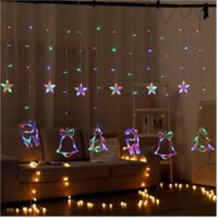 Luci Tende Led 12 Lampade Campane Alberi Natale Decorazioni A Corrente Multicolore