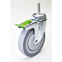 Roulette Pivotante Grise Avec Axe Et Frein Tbbf Pour Capacité De Charge Des Chariots Lourds -125 Mm -