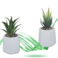 Vaso In Ceramica With Piantina Artificiale Pianta Regal Idea Bomboniera 15x8 Cm