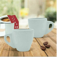 Set 6 Tazzine Services De Caffe Tazzina Alta In Ceramica Bianca Da Cucina