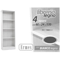 Libreria Modern Scaffale 4 Ripiani 170x60x24cm Mobile Ermes White 715600