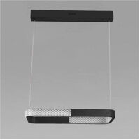Lampadario A Sospensione Led 24w Rettangolare Nero Cristallo Con Telecomando 32040