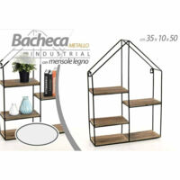 Mensola Parete Casa 4 Mensole Ripiani Design Modern Scaffale Legno Metalla