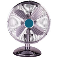 Ventilateur De Table Vintage Argenté 40w Avec 4 Pales En Aluminium Câble 1.8m 6506012