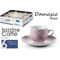 Set 6 Tasses à Café + 6 Soucoupes Classique Moderne Damassé Rose 720390