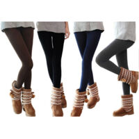 Leggings En Peluche Pour Femmes De Grande Taille Pantalon Chaud Noir