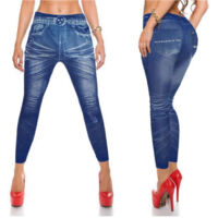 Jeggings Jeans Leggings Sans Couture Pantalon Femme Couleur Dark Blue