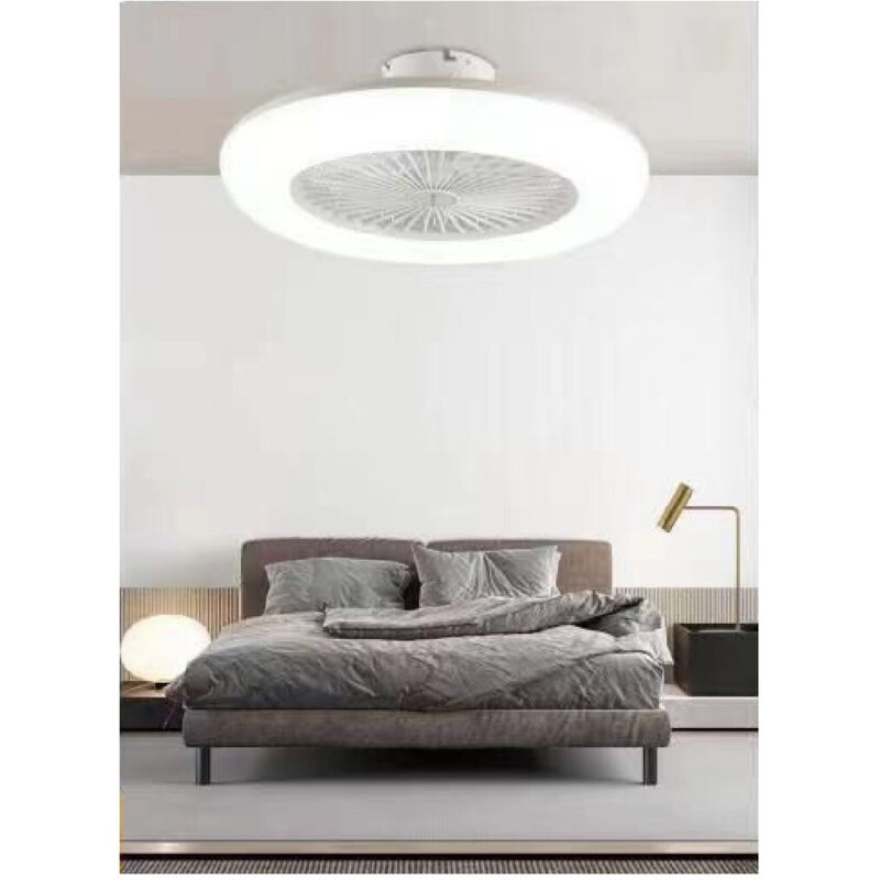 Intelligente Plafoniera Con Ventilatore A Soffitto Reversibile, 100cm, 7 Pale In ABS, Luce LED Dimmerabile 60-100W, Telecomando E APP, Nero