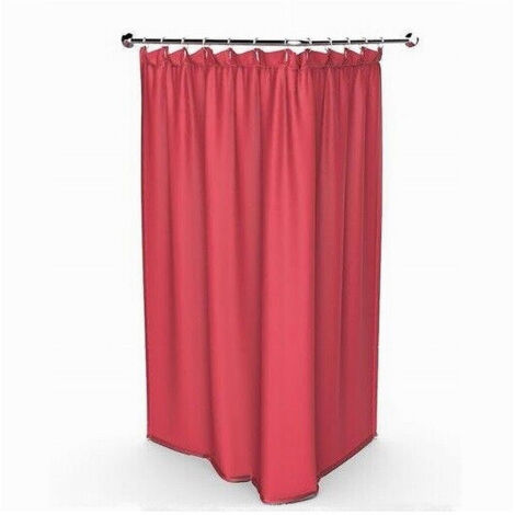 Trade Shop - Cortina De Ducha Anti-soporte 180 X 200 Cm Con Anillos De Baño Rojo 69933 - (1/2)