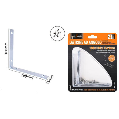 Trade Shop - Set 4 Pz Lastrine Ad Angolo Lastrina Angolare 100x100x15x2 Mm Viti Mobili 57117 - (1/2)