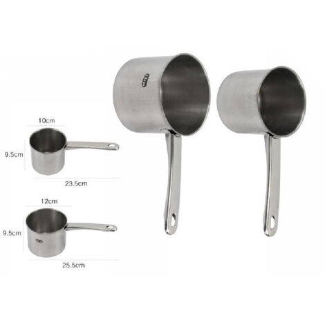 Trade Shop - Coppia Set 2 Pentolini Bollilatte Pentola Bollitore Da Latte In Metallo 59237 - (1/2)