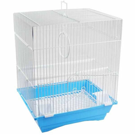 Trade Shop - Gabbia Per Uccelli Gabbietta Canarini Colori Assortiti 42x27x32 Cm Quadrata -
