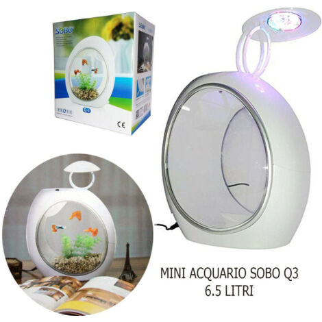 Trade Shop - Acquario Mini Sobo 6.5 Litri Q-3 Luce Led Ovale Pesci Filtrazione Incorporporata -