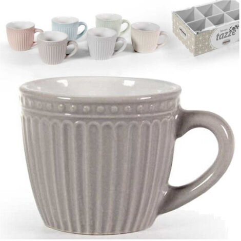 Trade Shop - Set 6 Pz Tazze Tazzine Caffe' Senza Piattino 90ml 5,3cm Colori Assortiti 773938 - (1/5)