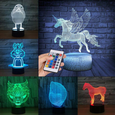 Trade Shop - Lampada Led Rgb Acrilico Personalizado Efecto 3d Telecomando Decorativa Casa - -altura (h) Max 10 Cm - (1/2)