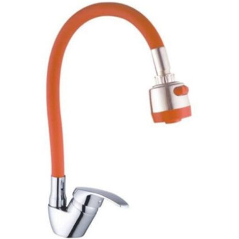 Trade Shop - Mezclador De Lavabo Con Ducha De Mano Manguera De Cocina Naranja -